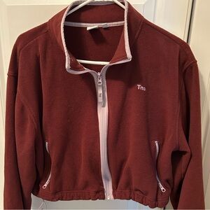 TNA Women's Burgundy Full Zip Fleece Jacket. Size XL.